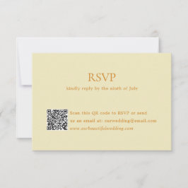 Cartão RSVP Casamento Legante do Código QR Amarelo da Manteiga