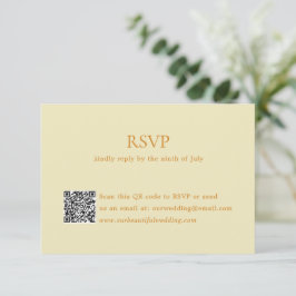 Cartão RSVP Casamento Legante do Código QR Amarelo da Manteiga