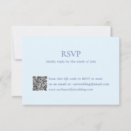 Cartão RSVP Casamento Legante do Código QR Azul em Pó Moderno