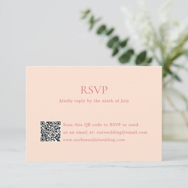 Cartão RSVP Casamento Legante do Código QR de Pessel Moderno (Em pé/Frente)