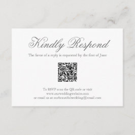 Cartão RSVP Casamento Legante do Código QR Formal da Cinza Tra