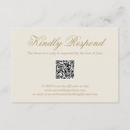 Cartão RSVP Casamento Legante do Código QR Formal de Marfim Tr