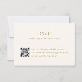 Cartão RSVP Casamento Legante do Código QR Moderno e Dourado