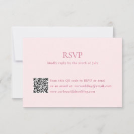 Cartão RSVP Casamento Legante do Código QR Rosa Moderno
