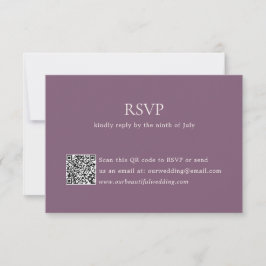Cartão RSVP Casamento Legante do Código QR Roxo Moderno