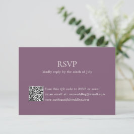 Cartão RSVP Casamento Legante do Código QR Roxo Moderno
