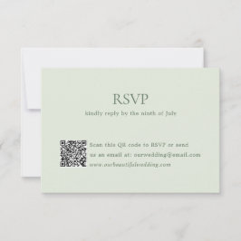Cartão RSVP Casamento Legante do Código QR Verde da Sage Moder