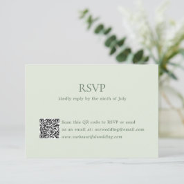 Cartão RSVP Casamento Legante do Código QR Verde da Sage Moder