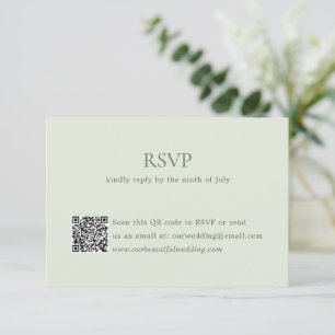 Cartão RSVP Casamento Legante do Código QR Verde da Sage Moder
