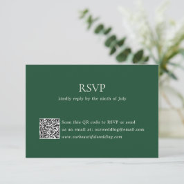 Cartão RSVP Casamento Legante do Código QR Verde Moderno Emera