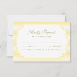 Cartão RSVP Casamento Listrado Amarelo Clássico