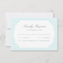 Cartão RSVP Casamento Listrado Azul Pastel Clássico