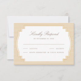 Cartão RSVP Casamento Listrado Bege Clássico