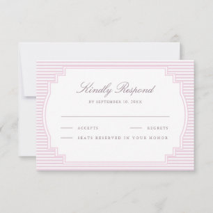Cartão RSVP Casamento Listrado de Lavanda Pastel 