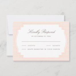 Cartão RSVP Casamento Listrado de Pêssego Pastel Clássico