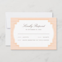 Cartão RSVP Casamento Listrado Laranja Clássico
