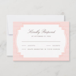 Cartão RSVP Casamento Listrado Rosa Coral Pastel