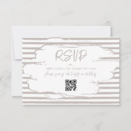 Cartão RSVP Casamento Listras Brancas Neutras Modernas