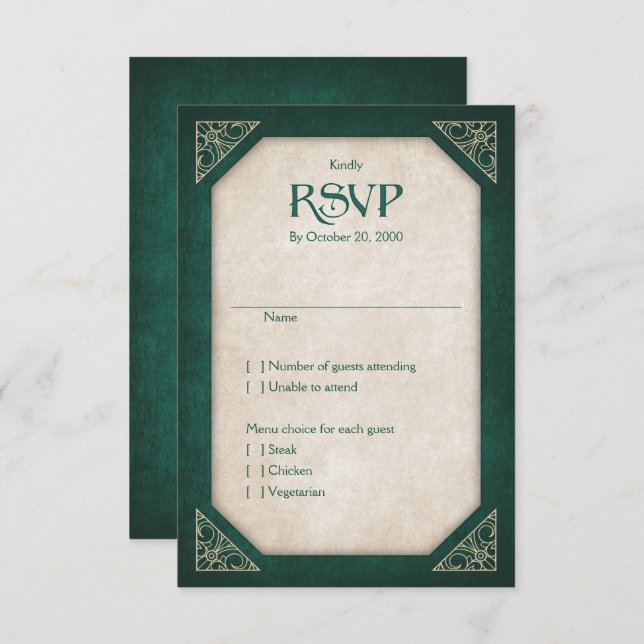 Cartão RSVP Casamento Literário do Livro da Biblioteca Verde g (Frente/Verso)