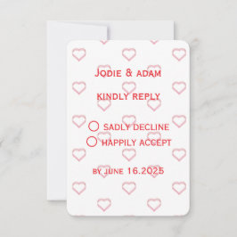 Cartão RSVP casamento little hearts