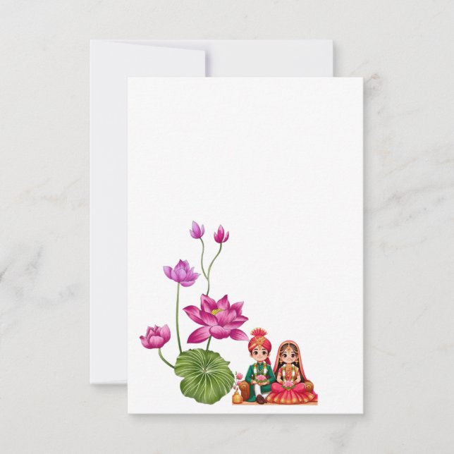 Cartão RSVP Casamento Lotus (Frente)