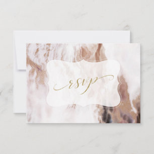 Cartão RSVP Casamento Luxuoso Aurum Mármore Roxo