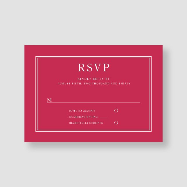 Cartão RSVP Casamento Magenta Formal Elegante Moderno (Modern Elegant Formal Magenta Wedding RSVP Card)
