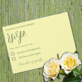 Cartão RSVP Casamento Manteiga Amarelo e Sage Minimalista