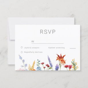 Cartão RSVP Casamento Maravilhoso de Watercolor de Flores Selv
