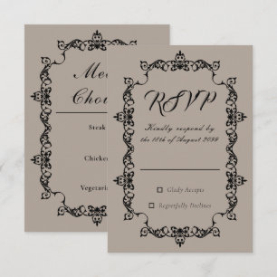 Cartão RSVP Casamento Marrom Bege Clássico Enquadrado Ornament