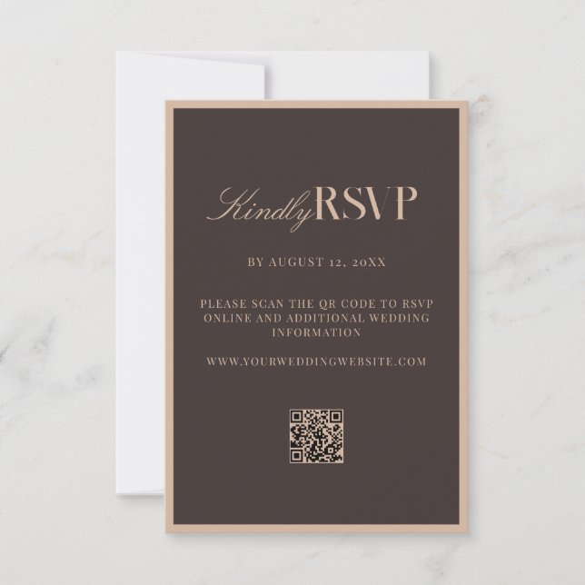 Cartão RSVP Casamento Marrom Elegante (Frente)