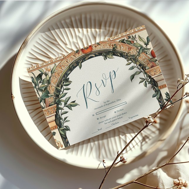 Cartão RSVP Casamento mediterrânico Ilustrado (Criador carregado)