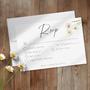 Cartão RSVP Casamento Minimalista Aquarela de Margarida Elegan