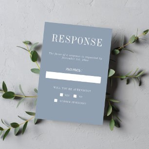 Cartão RSVP Casamento Minimalista Azul Com Simplicidade Verdad