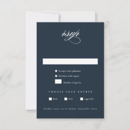 Cartão RSVP Casamento Minimalista Azul Naval Elegante