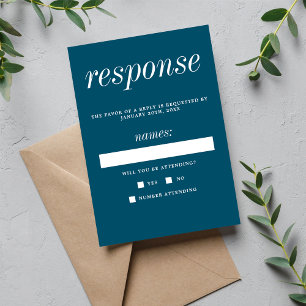 Cartão RSVP Casamento Minimalista Azul Netuno 2