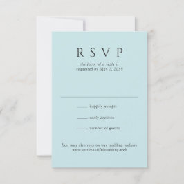 Cartão RSVP Casamento Minimalista Azul Turquesa Moderno