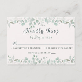 Cartão RSVP Casamento Minimalista Botânico em Verde Sálvia Sim