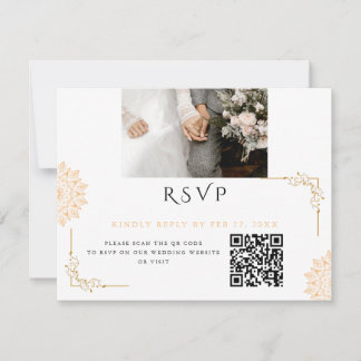 Cartão RSVP Casamento minimalista branco marrom