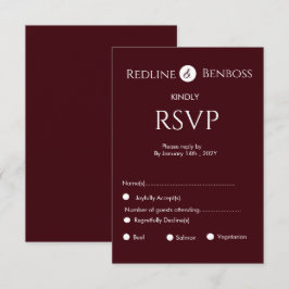 Cartão RSVP Casamento Minimalista Burgundy Elegante