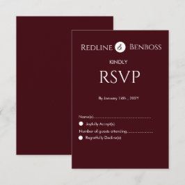 Cartão RSVP Casamento Minimalista Burgundy Elegante