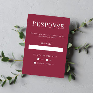Cartão RSVP Casamento Minimalista Claret 6 Verdadeiro