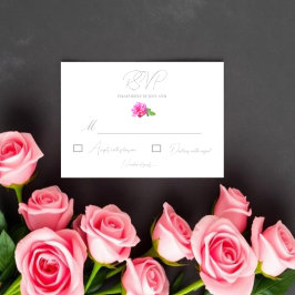 Cartão RSVP Casamento Minimalista Clássico Rosa Pink