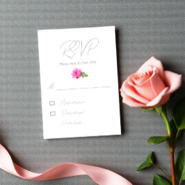 Cartão RSVP Casamento Minimalista Clássico Rosa Rosa