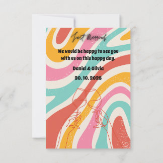 Cartão RSVP Casamento Minimalista Colorido