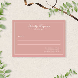 Cartão RSVP Casamento Minimalista com Borda de Rosa em Pó e Le