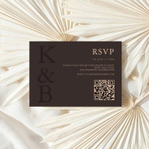 Casamento Minimalista com Monograma Marrom Moderno