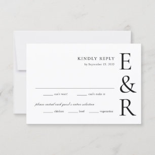 Cartão RSVP Casamento Minimalista com Monograma Moderno e Ousa