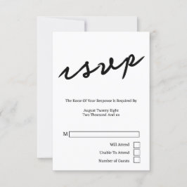Cartão RSVP Casamento minimalista com tipografia escrita à mão
