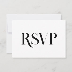 Cartão RSVP Casamento Minimalista Contemporâneo Preto e Bran
